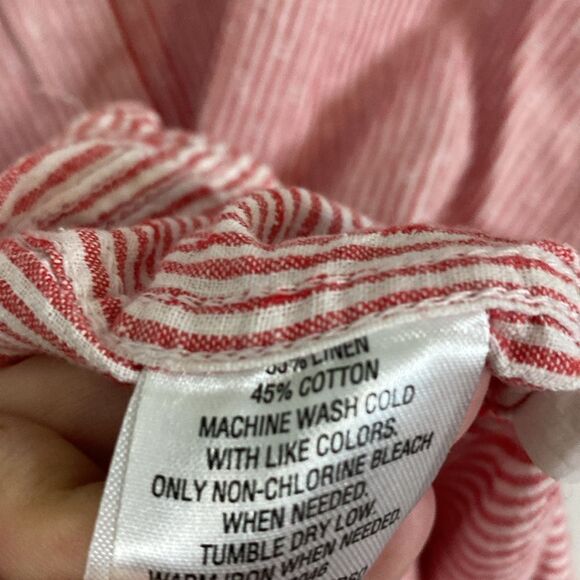 Club Room- Soft red striped linen button down -3XL - Picture 5 of 6